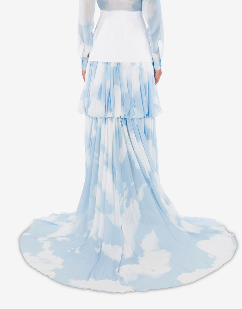 Long skirt with ""In the Cloud"" print Azure Moschino 3