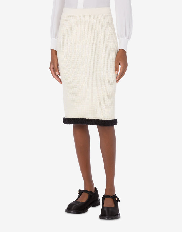 Skirt in superfine lambswool Ivory Moschino 1