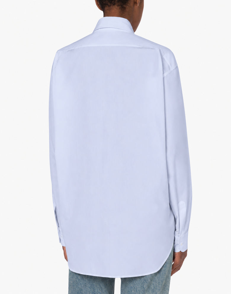 Chemise en popeline de coton Bleu clair Moschino 2