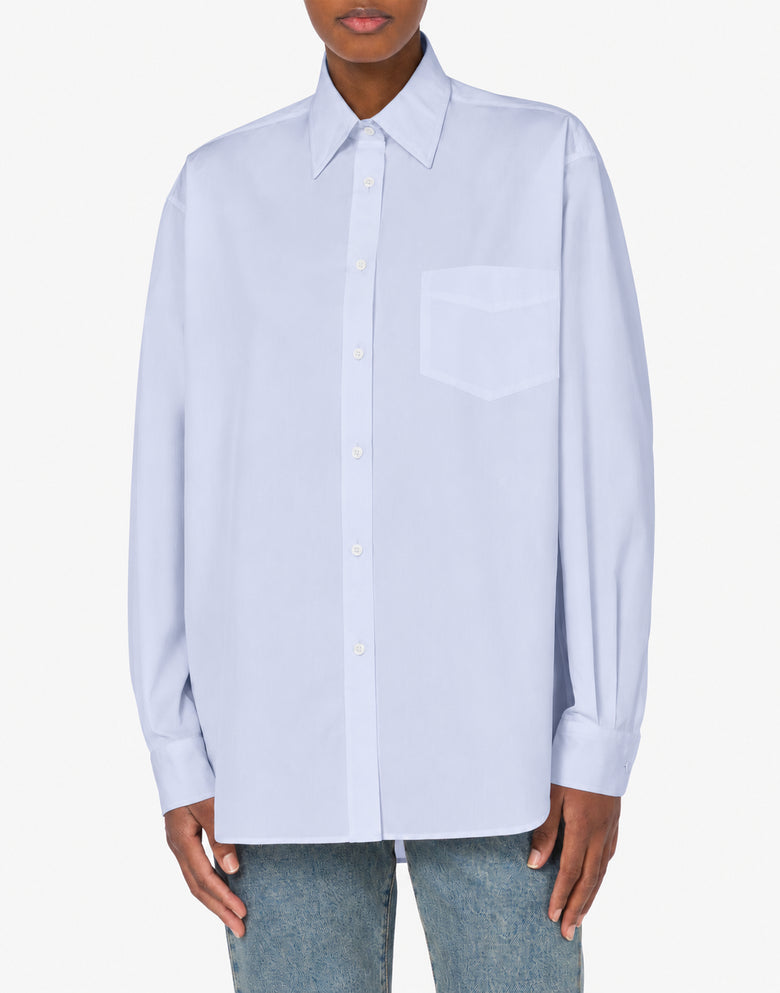 Chemise en popeline de coton Bleu clair Moschino 1