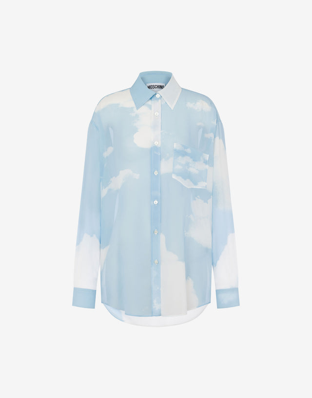 Shirt in georgette ""In The Cloud"" Azure Moschino 0