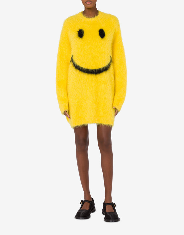 Dress in brushed mohair Smiley Yellow Moschino 1
