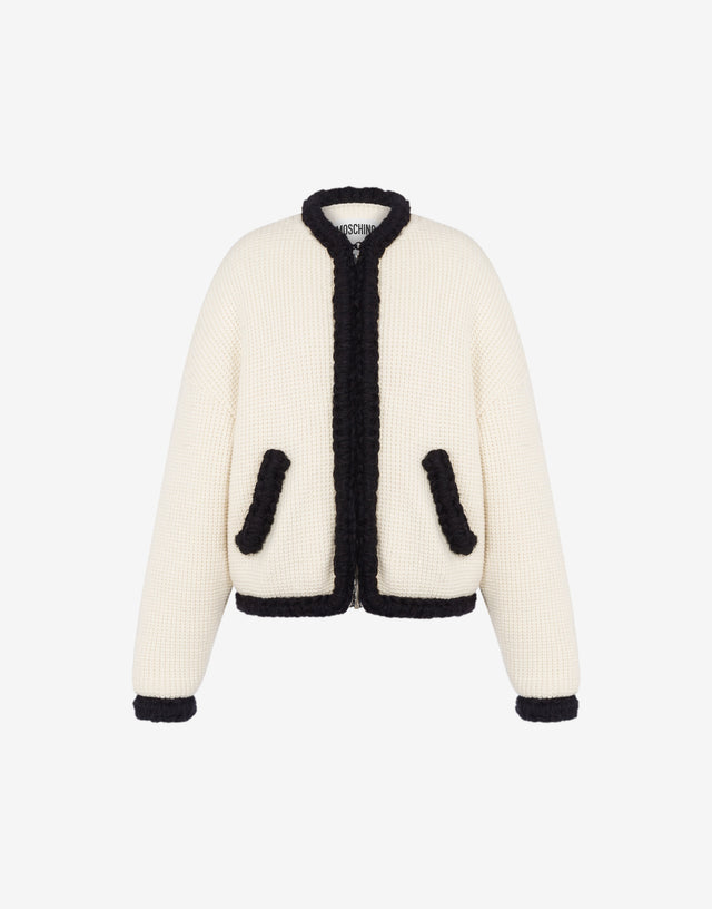 Short jacket in superfine lambswool Ivory Moschino 0