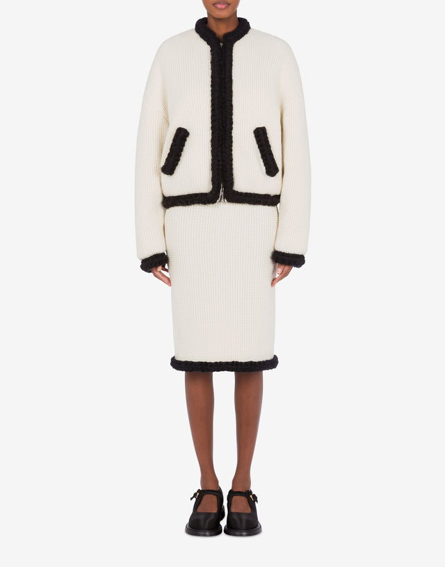 Short jacket in superfine lambswool Ivory Moschino 1