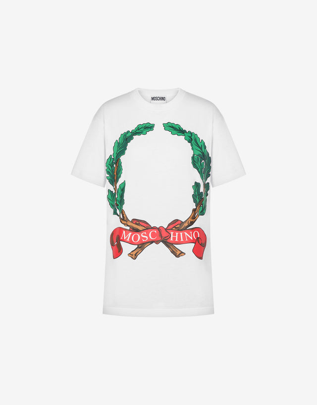 T-shirt in organic jersey Laurel Crown White Moschino 0