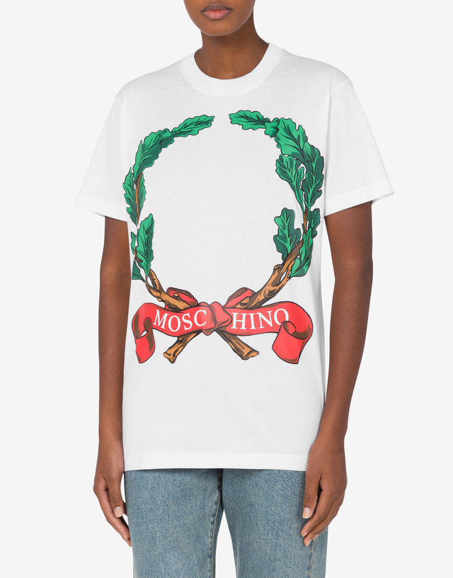 T-shirt in organic jersey Laurel Crown White Moschino 1