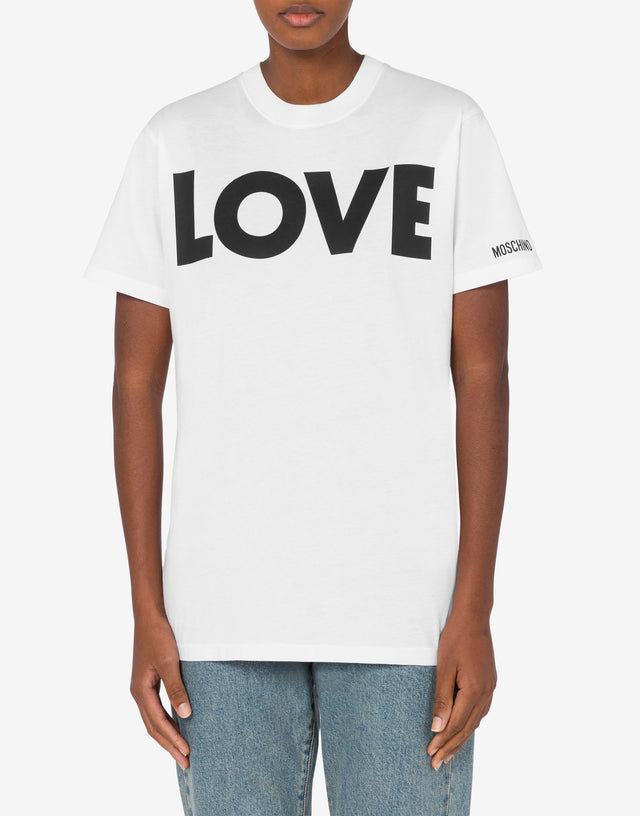 T-shirt in organic jersey Love White Moschino 1