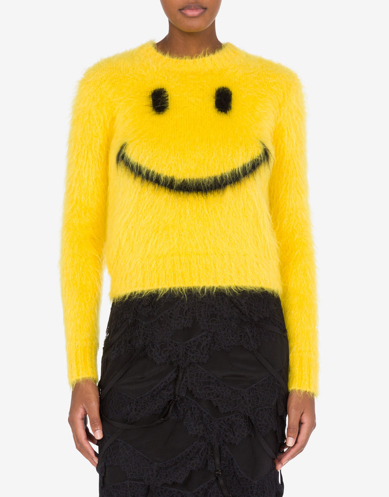 Pullover aus gebürstetem Mohair Smiley Gelb Moschino 1
