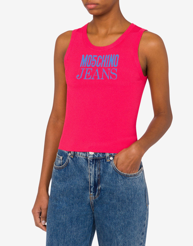 Débardeur à logo Rose fluo Moschino Jeans 1