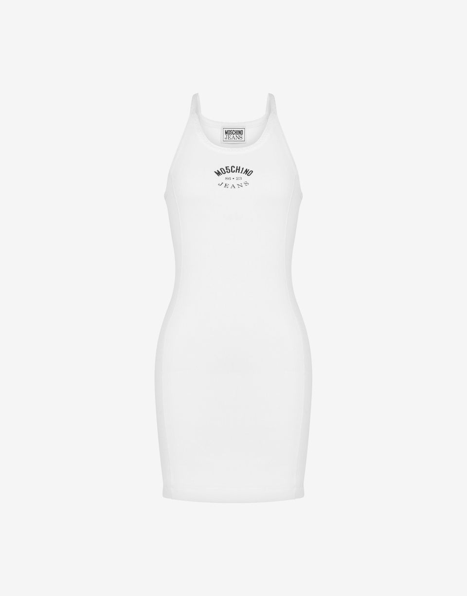 Stretch-Baumwoll-Rippenkleid Weiß Moschino Jeans 0