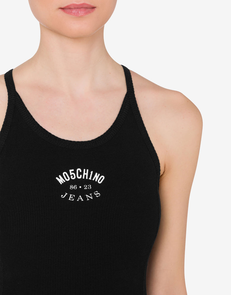 Stretch cotton ribbed dress Black Moschino Jeans 3
