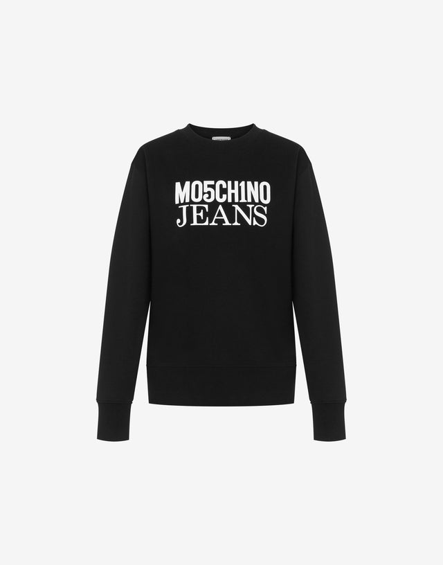 Baumwollsweatshirt mit Logo Print Noir Moschino Jeans 0