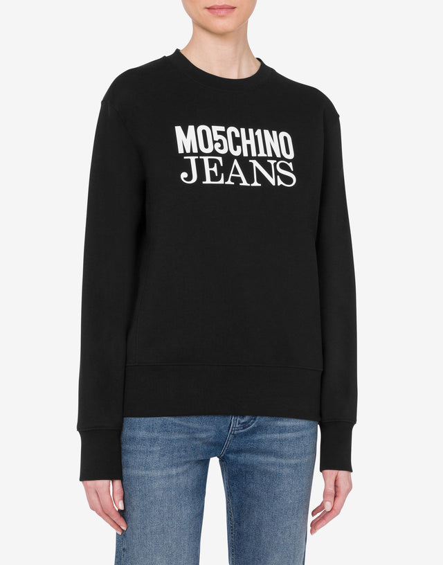 Baumwollsweatshirt mit Logo Print Noir Moschino Jeans 1