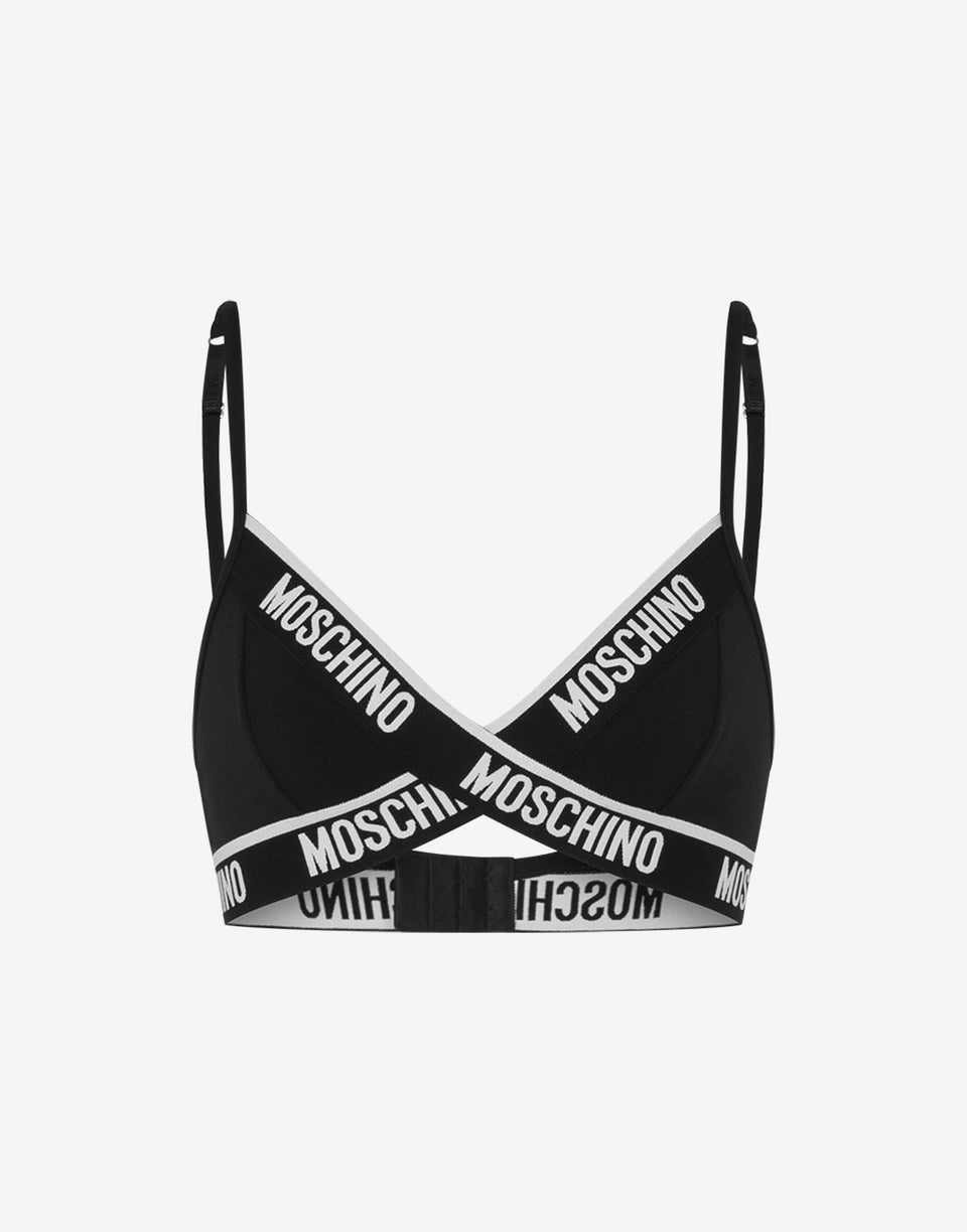 Stretch Jersey Bra Elastic Logo Band Black Moschino 0