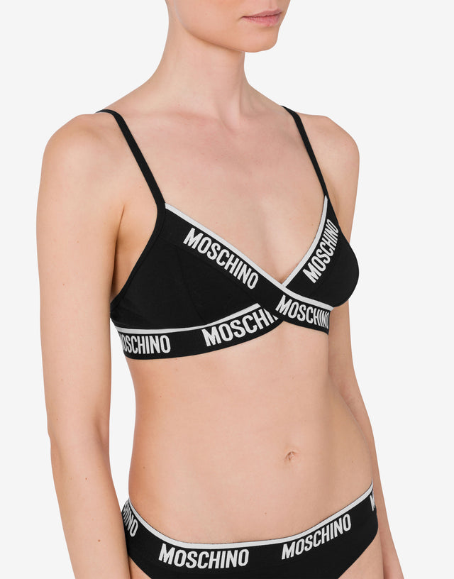 Stretch Jersey Bra Elastic Logo Band Black Moschino 1