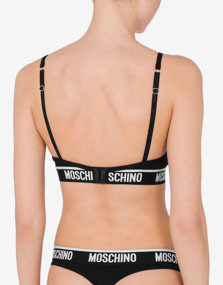 Stretch Jersey Bra Elastic Logo Band Black Moschino 2