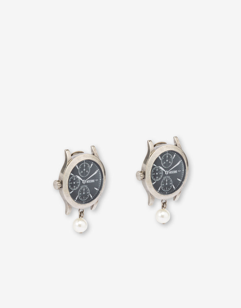 Wristwatch Metal Earrings Silver Moschino 1