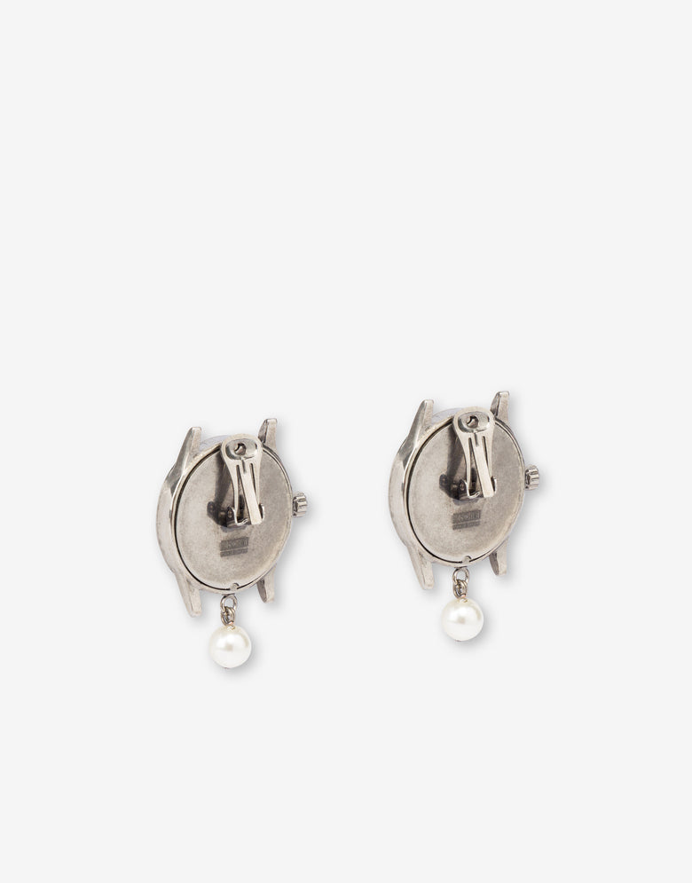 Wristwatch Metal Earrings Silver Moschino 2