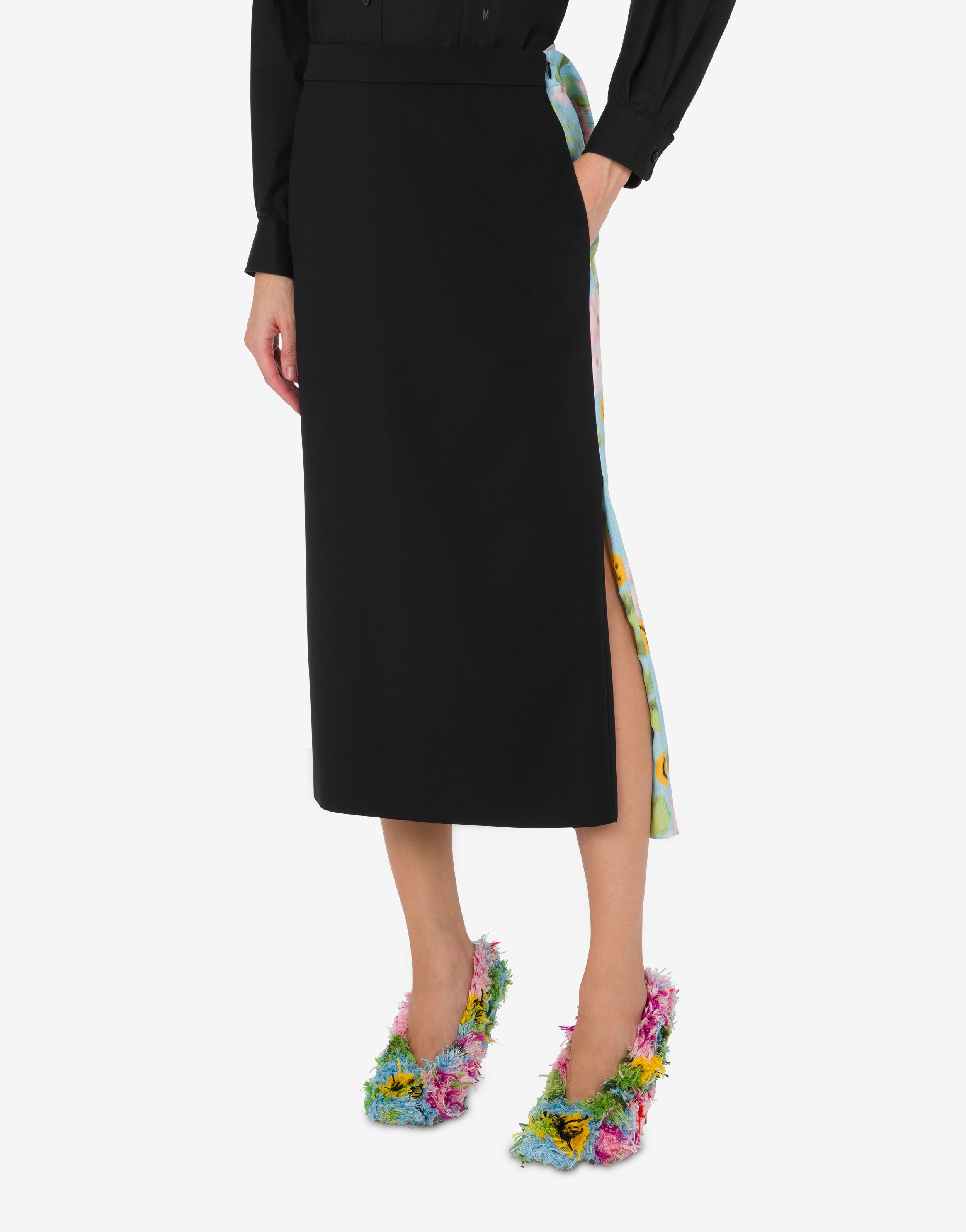 Crêpe and satin skirt | Moschino