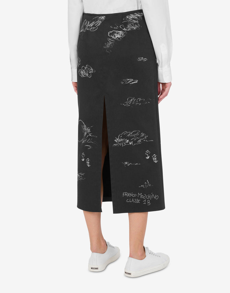 Gonna in raso di cotone stretch. Nero Moschino 2
