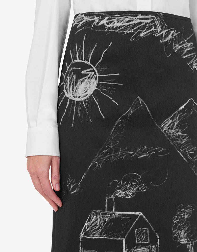 Gonna in raso di cotone stretch. Nero Moschino 3