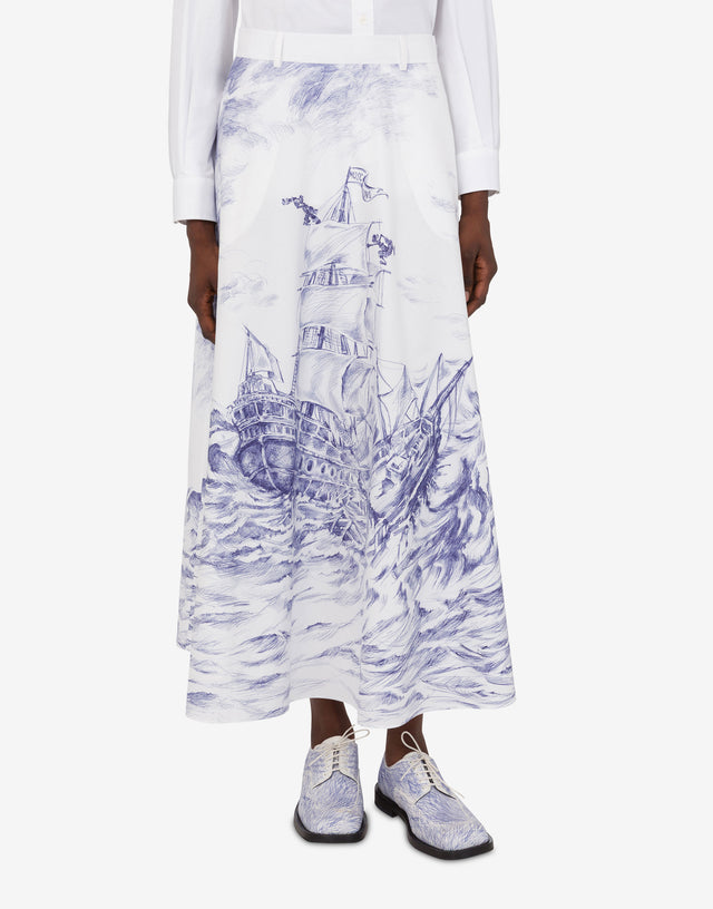 Long poplin skirt Olivia White Moschino 1