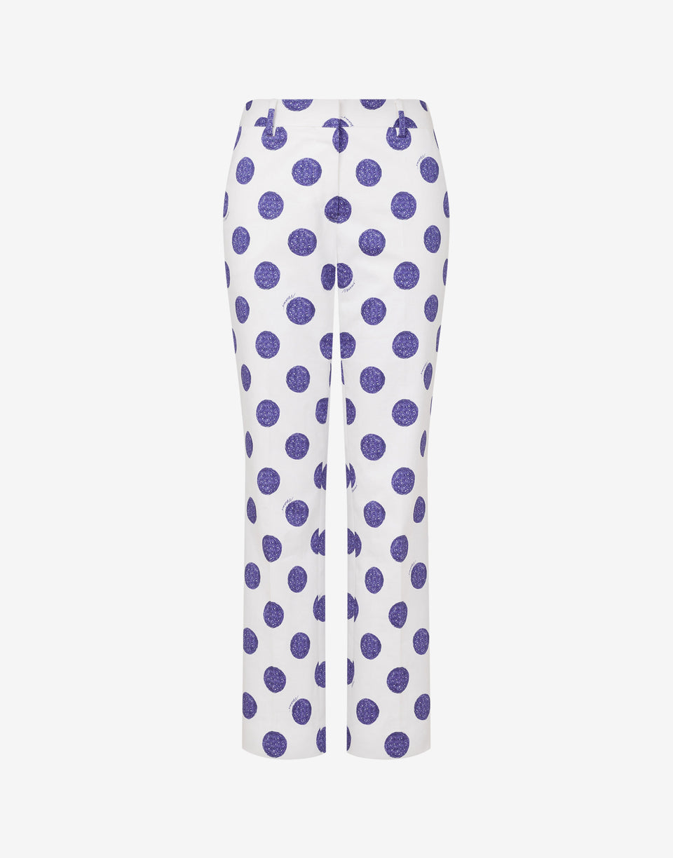 Stretch satin pants Biro Polka Dots White Moschino 0