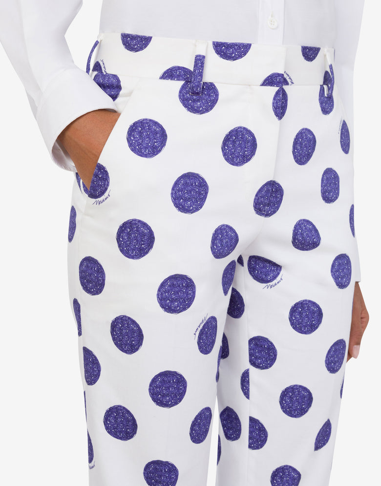 Stretch satin pants Biro Polka Dots White Moschino 3