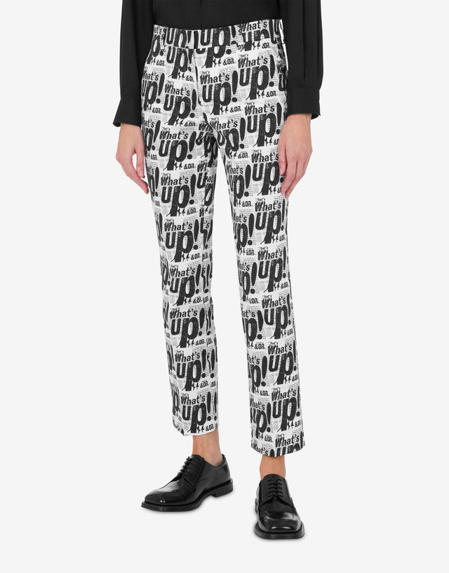 Stretch cotton satin pants 'What's up' Black Moschino 1
