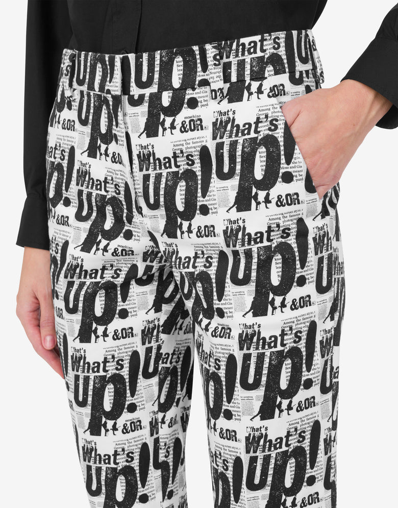 Stretch cotton satin pants 'What's up' Black Moschino 3