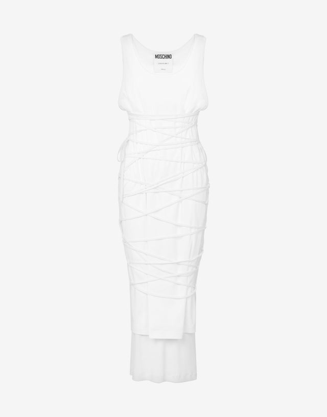 Abito in cotone stretch con lacci Bianco Moschino 0