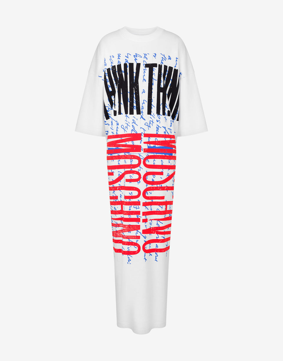 Cotton interlock dress 'Think Twice' White Moschino 0