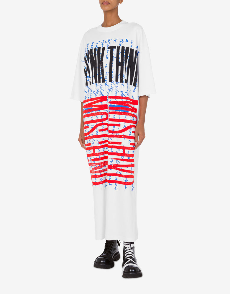 Cotton interlock dress 'Think Twice' White Moschino 1