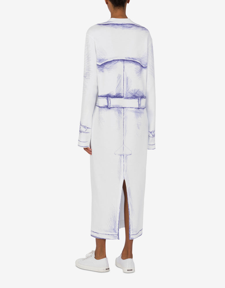 Cotton interlock dress Trompe l’Œil White Moschino 2
