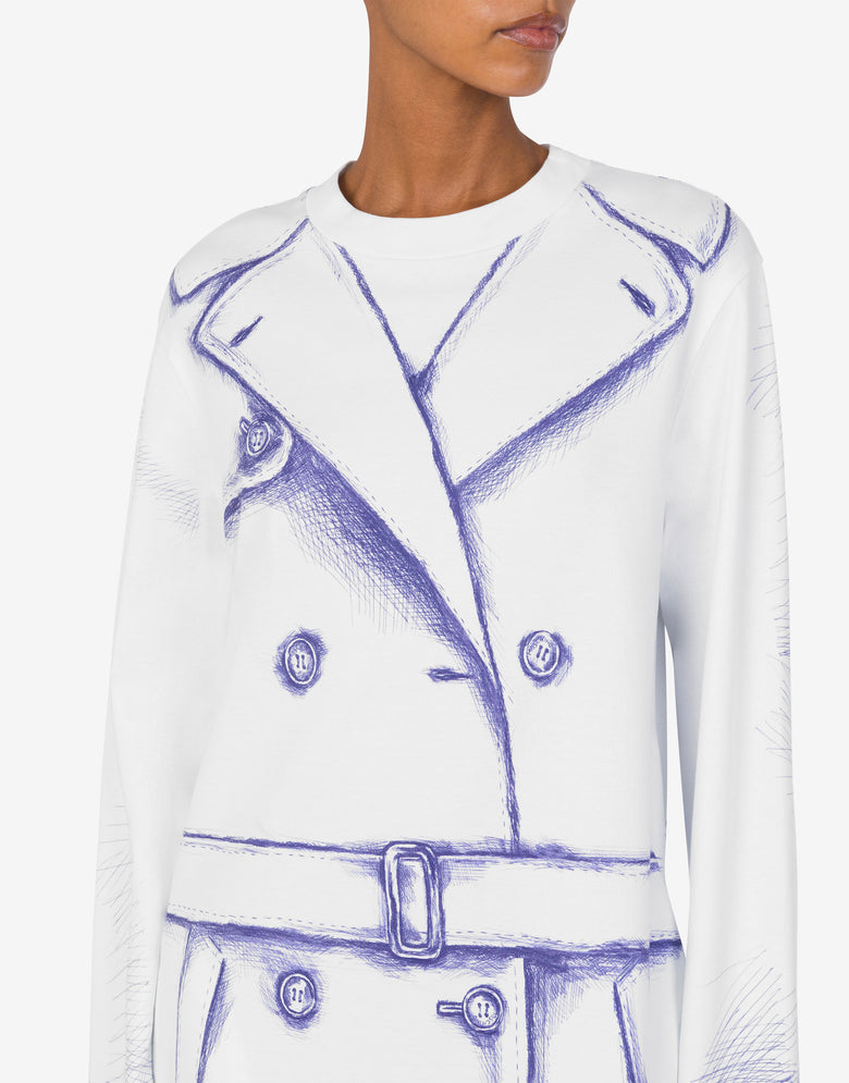 Cotton interlock dress Trompe l’Œil White Moschino 3