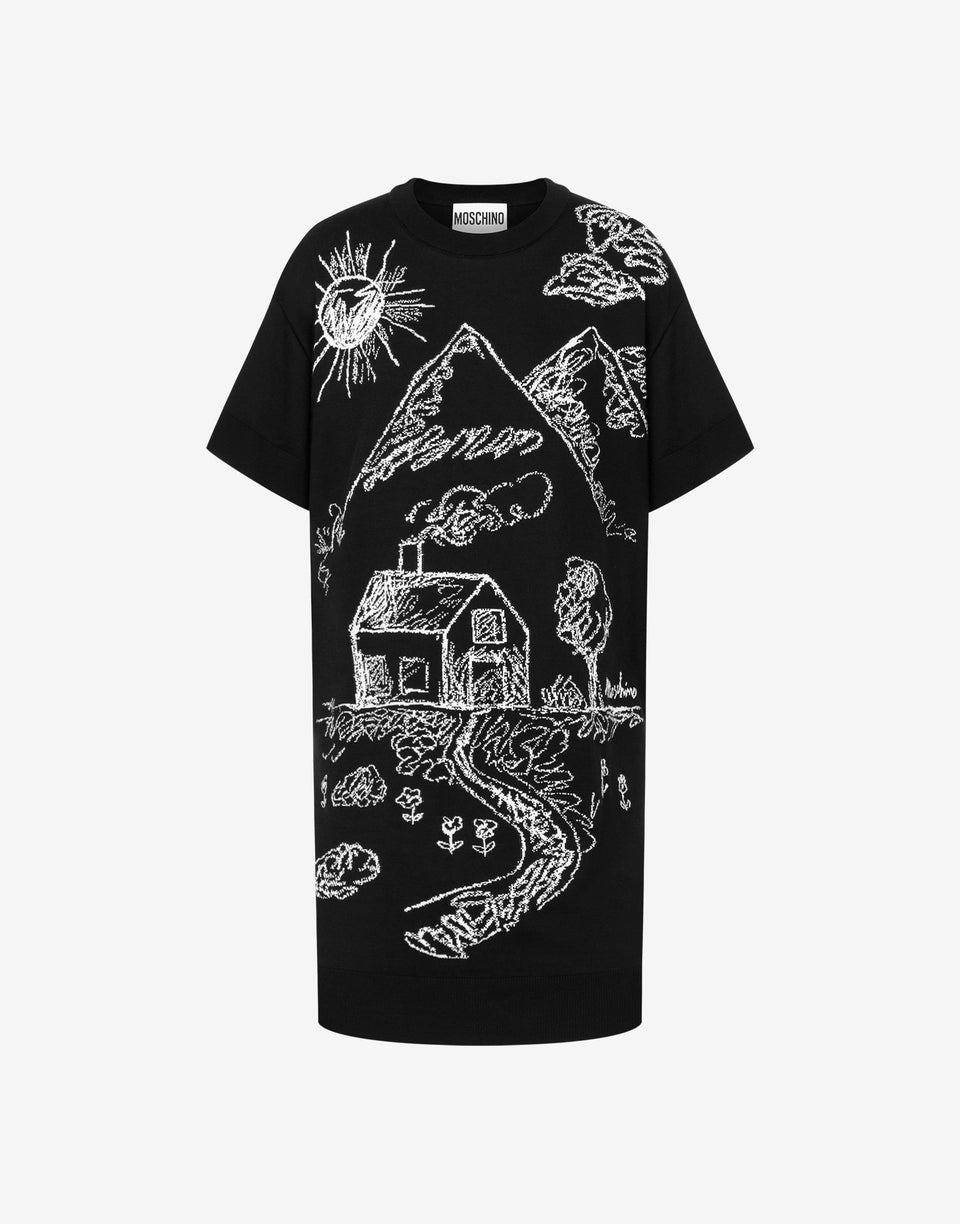 Cotton dress Drawings Black Moschino 0