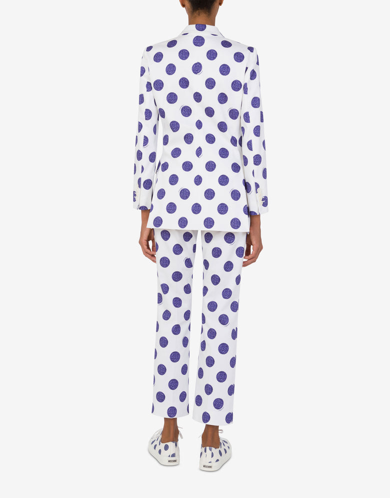 Stretch-Satin-Jacke Biro Polka Dots Weiß Moschino 2