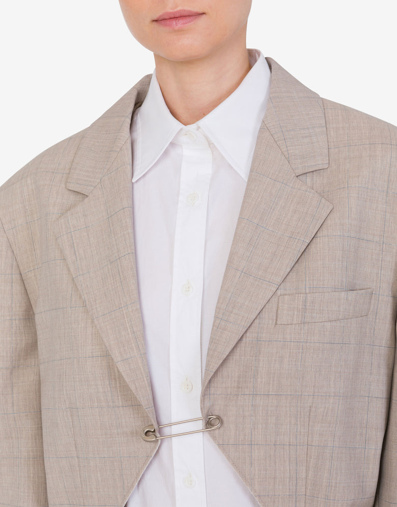 Veste en flanelle de laine Beige clair Moschino 3