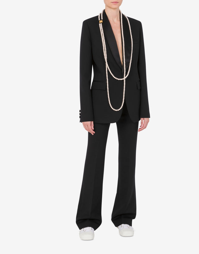 Single-breasted jacket with maxi necklaces Black Moschino 1