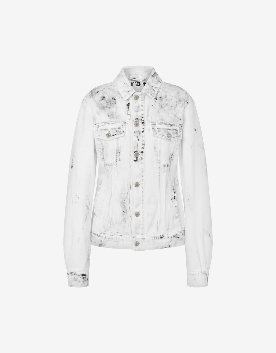 棉质公牛夹克桂冠补丁 白色 Moschino 0