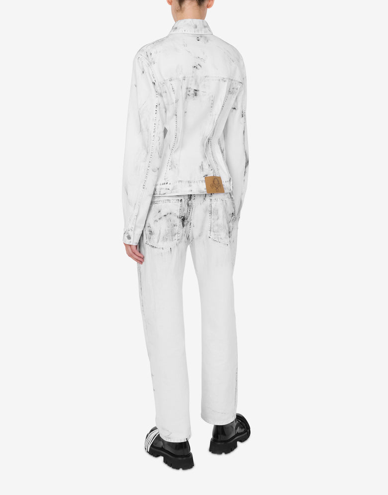 棉质公牛夹克桂冠补丁 白色 Moschino 2