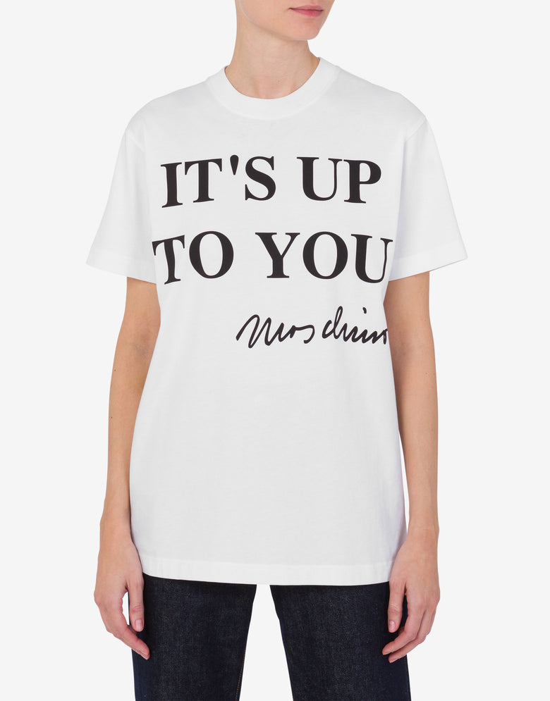 Camiseta de punto orgánico It's Up To You Blanco Moschino 1