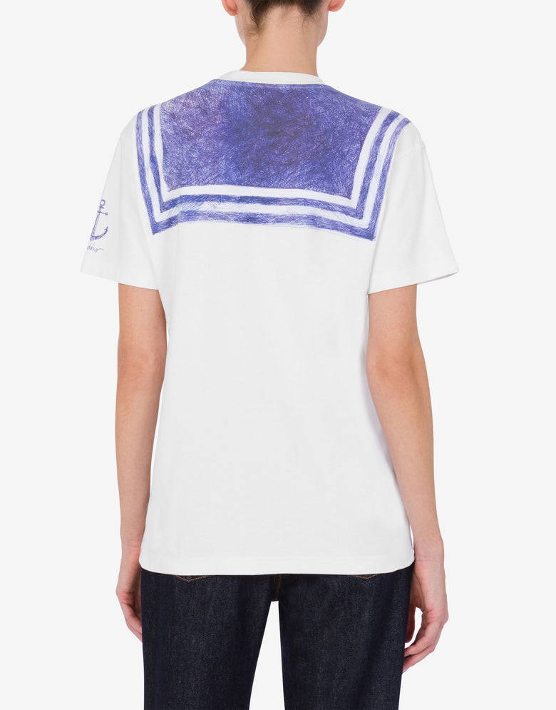 Cotton interlock T-shirt with print White Moschino 2