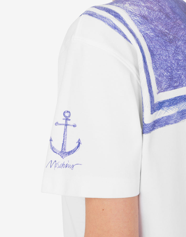 Cotton interlock T-shirt with print White Moschino 3