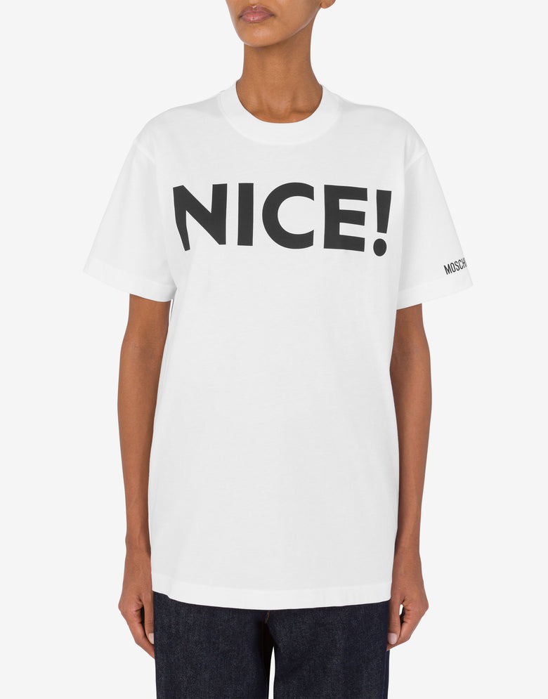 Organic jersey T-shirt 'Nice!' White Moschino 1