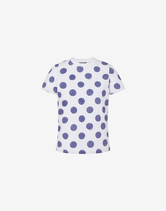 Organic jersey T-shirt Biro Polka Dots White Moschino 0