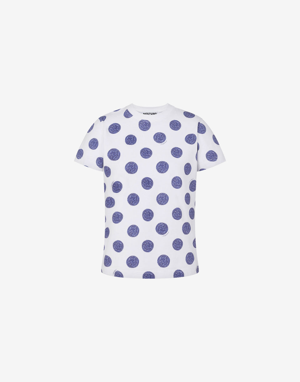 Organic jersey T-shirt Biro Polka Dots White Moschino 0