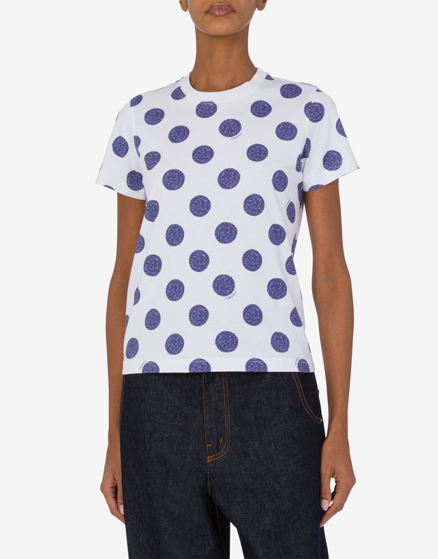 Organic jersey T-shirt Biro Polka Dots White Moschino 1