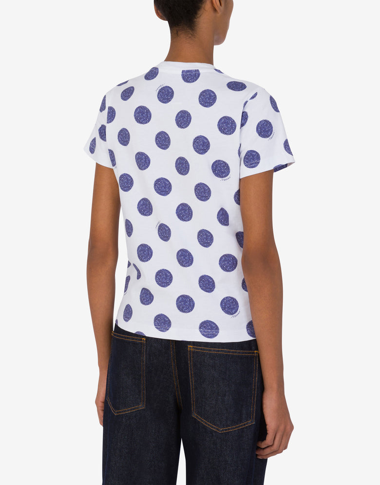 Organic jersey T-shirt Biro Polka Dots White Moschino 2