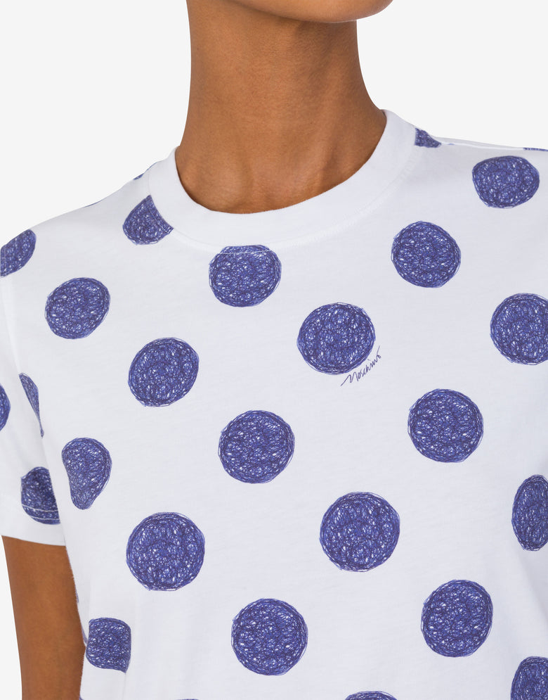 Organic jersey T-shirt Biro Polka Dots White Moschino 3